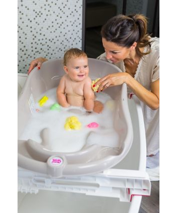 Okbaby Onda Slim Folding Baby Bath with Support Post - Aqua